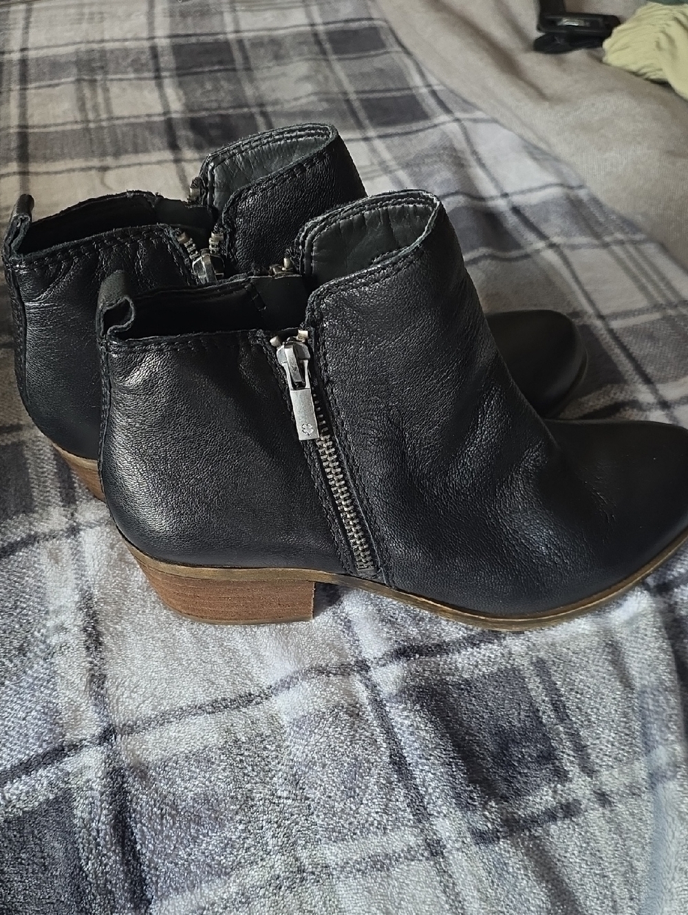 Lucky Brand Black Leather Side-Zip Ankle Booties